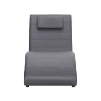 vidaxl chaise longue avec oreiller gris similicuir 281281