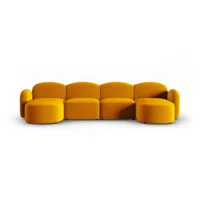 canapé panoramique blair, 6 places, jaune, velours