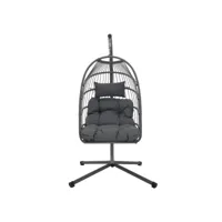 fauteuil suspendu avec structure et coussin gris foncé en acier, couverture incluse ml-design
