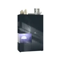 vitrine noir mat et brillant insertion noir mat (l-h-p) : 91,5 - 136,5 - 37 cm + led blanc