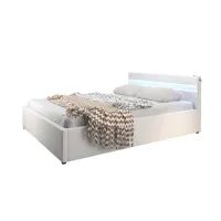 lit coffre design avec musique (subwoofer) bahia – blanc (150x190cm) caaw007-wh150x190cm