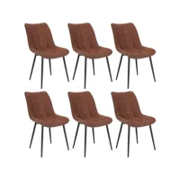 lot de 6  chaises de salle à manger en lin avec dossier-fauteuil avec pieds noirs en métal-bordeaux