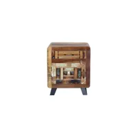 table de chevet 1 tiroir bois et fer marron 50x40x60cm - bois-fer - décoration d'autrefois