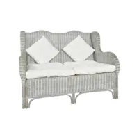 canapé fixe 2 places  canapé scandinave sofa gris rotin naturel et lin meuble pro frco74898