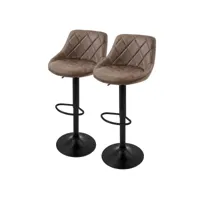 tabouret de bar, set de 2, revêtement en similicuir, marron, chaise de bar rembourrée avec dossier et repose-pieds ml-design 490009573