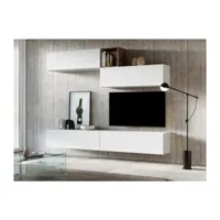 meuble tv mural blanc koza l 268cm - 5 pièces
