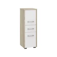 astoria - armoire colonne de salle de bain contemporaine 85x30x30 cm - meuble de rangement design moderne - tiroir + 2 portes - sonoma/blanc