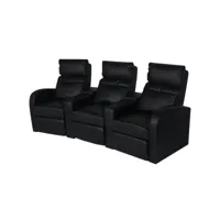 fauteuil chaise siège lounge design club sofa salon inclinable à 3 places cuir synthétique noir helloshop26 1102076par3