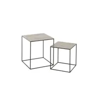 set de 2 tables gigognes basse carrée nizi en aluminium argent - noir 20100998805
