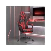 chaise de jeu pivotante et repose-pied noir et rouge similicuir