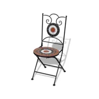 chaises pliables de bistro 2 pcs céramique terre cuite et blanc