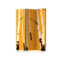 paravent - birches on the orange background [room dividers] [135x172]