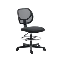 chaise de bureau assise haute réglable dim. 59l x 61l x 93-113h cm pivotant 360° tissu maille respirante noir