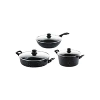 westinghouse - poêle wok 30 cm + casserole 28 cm + casserole 28 cm - induction - marbre noir