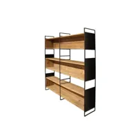 bibliothèque 6 étagères bois recyclé métal noir - cabanon 61487032