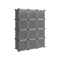 vidaxl cubes de rangement 12 pcs avec portes noir pp