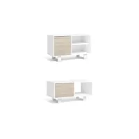 ensemble de meubles wind, set de salon/salle à manger comprenant 1 meuble tv100 et 1 table basse, blanc/chêne, pieds blancs setwt/cblrotallb
