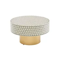 finebuy table basse de salon résine synthétique et métal 60x60x35 cm ronde  petite table de canapé blanc  design table d'appoint style moderne