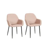 lot de 2 fauteuils de table giulia effet velours - rose