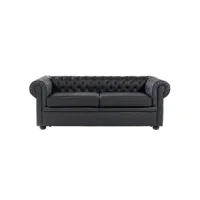 canapé 2 - 3 places canapé en cuir noir sofa chesterfield 2070