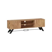meuble tv  banc tv armoire de rangement 140 x 30 x 45 cm bois d'acacia massif meuble pro frco98723