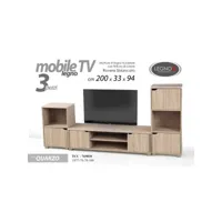 meuble tv bas modulable en chêne blanchi cm 200 x 33 x 94 h