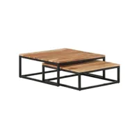 lot de 2 tables basses gigognes tables de salon  bouts de canapé bois d'acacia massif meuble pro frco16498