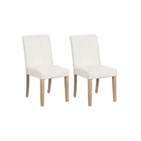 bassy - lot de 2 chaises capitonnées blanches et pieds bois