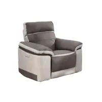 fauteuil relaxation motorisé en tissu suédine bicolore taupe - clara 59880173