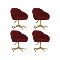 lot de 4 chaises pivotantes  chaises de salle à manger chaises à dîner  rouge bordeaux velours meuble pro frco90848