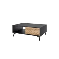 peter - table basse - bois et noir - 104 cm - style industriel - best mobilier - noir et bois