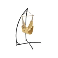 [casa.pro] siège suspendu fauteuil suspendu chaise hamac avec cadre coton polyester métal fritté beige et noir 100 x 100 cm