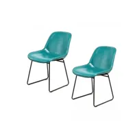 lot de 2 chaises fait main ata bleu 65x50 bsci en skaï idéal pour une chambre