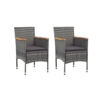 lot de 2 chaises  chaises de salle à manger chaise de jardin  résine tressée gris meuble pro frco36130