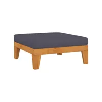 repose-pied, tabouret pouf, tabouret bas sectionnel avec coussin gris foncé bois d'acacia lqf34539 meuble pro