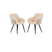 ensemble de 2 chaises de salle à manger camden - tapissées de velours avec pattes en métal - crème