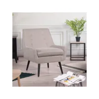 fauteuils de salon scandinave 1 personne petit canapé beige rembourrée épaisse pied métal noir 68*78.5*84cm