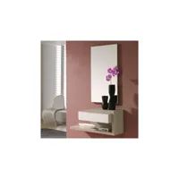 meuble d'entrée chêne clair + miroir - reca - l 80 x l 29 x h 32 cm - neuf