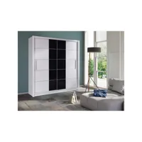 armoire collection brescia, 2 portes coulissantes coloris noir et blanc, penderie intégrée.