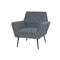 fauteuil chaise siège lounge design club sofa salon acier et tissu gris clair helloshop26 1102325
