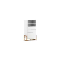 vaisselier design geilo 2 tiroirs, 1 porte et 2 niches, coloris blanc mat et hêtre