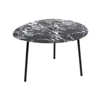 table basse en métal imitation marbre ovoid 58 x 51 cm noir