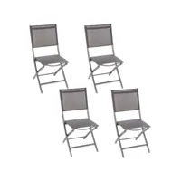 lot de 4 chaises de jardin pliante essentia - aluminium et texaline - gris anthracite