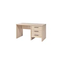 bureau 3 tiroirs bois clair - anaelle - l 140 x l 70 x h 74.5 cm - neuf