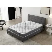 lit avec tête de lit + matelas 120x190cm ressorts ensachés épaisseur 20cm + lit avec tête de lit et sommier à lattes