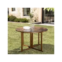 hanna - table de jardin 4/5 personnes - table ronde à rabats papillon en bois teck huilé