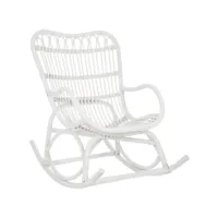 paris prix - fauteuil à bascule en rotin washington 93cm blanc