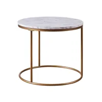 table d’appoint ronde en bois effet faux marbre pieds métal doré laiton teamson home marmo vnf-00076