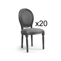 paris prix - lot de 20 chaises médaillon versailles 96cm gris