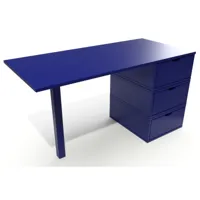 bureau bois 3 tiroirs cube  bleu foncé bur3t-df